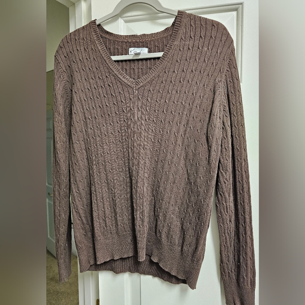 Kim Rogers Women's Brown Cable Knit Sweater